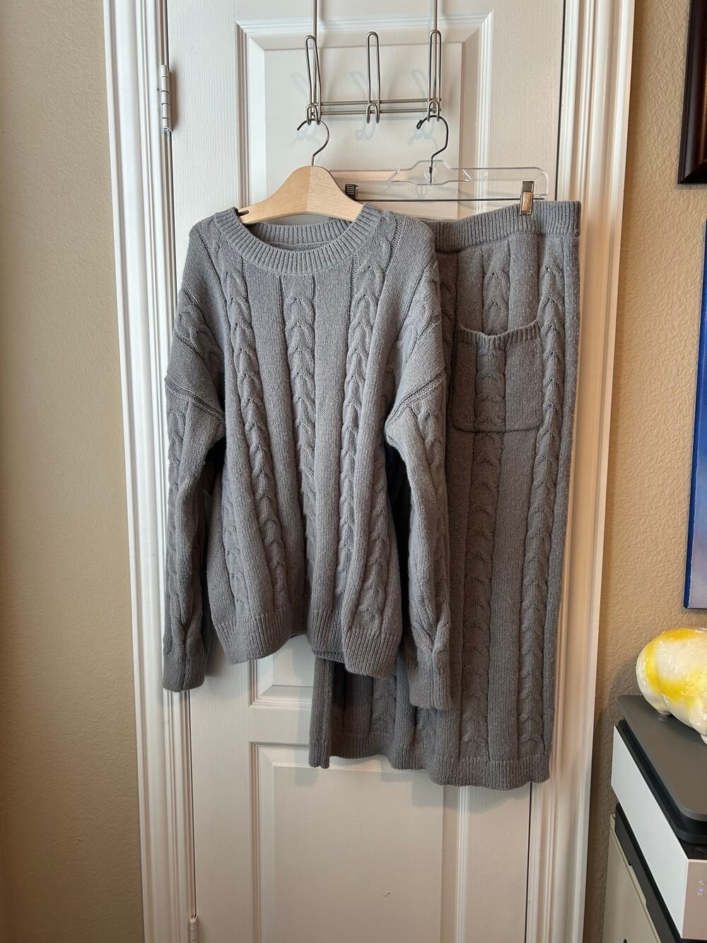 Grey Sweater Skirt and Top Warm Cozy XL
